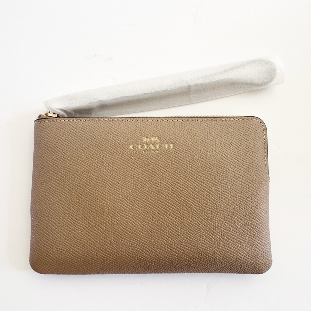 Taupe/brown Coach wristlet - NWT